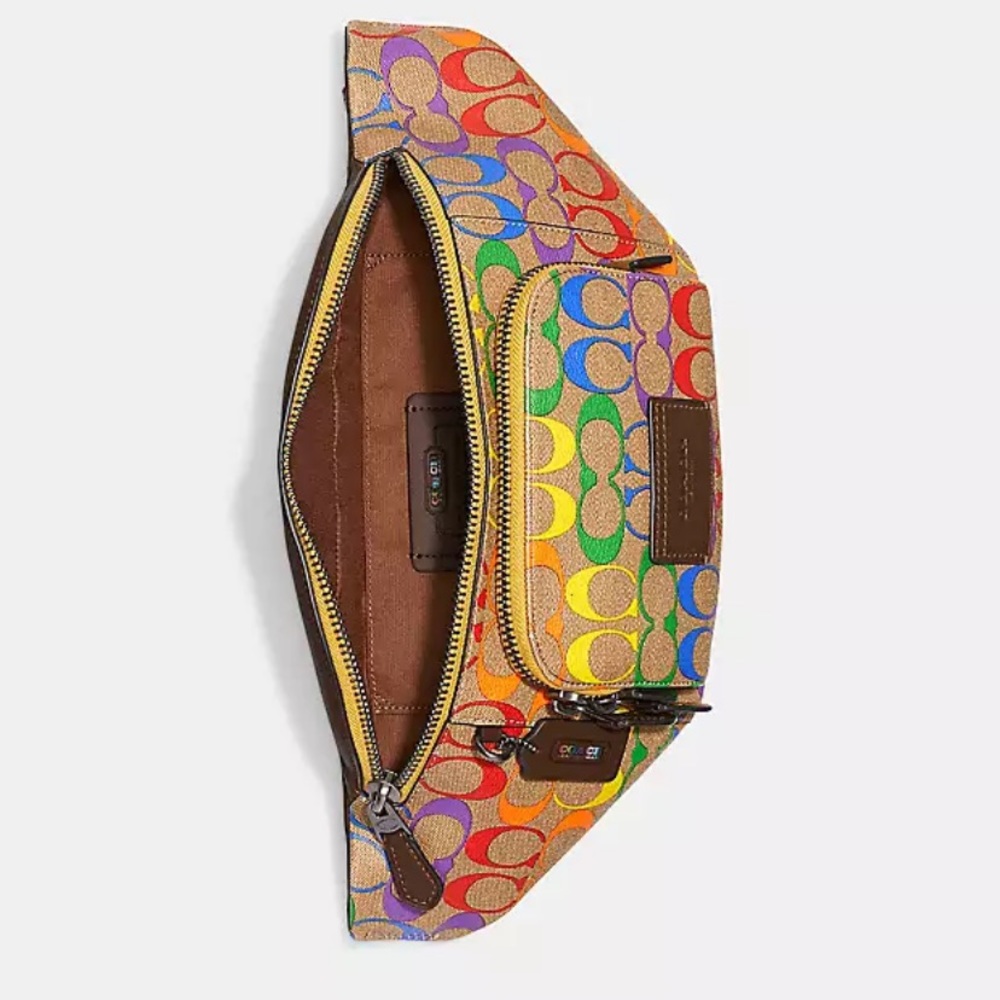 Coach Pride Track Belt Bag In Rainbow Signature Canvas! Like new ! - Picture 11 of 12